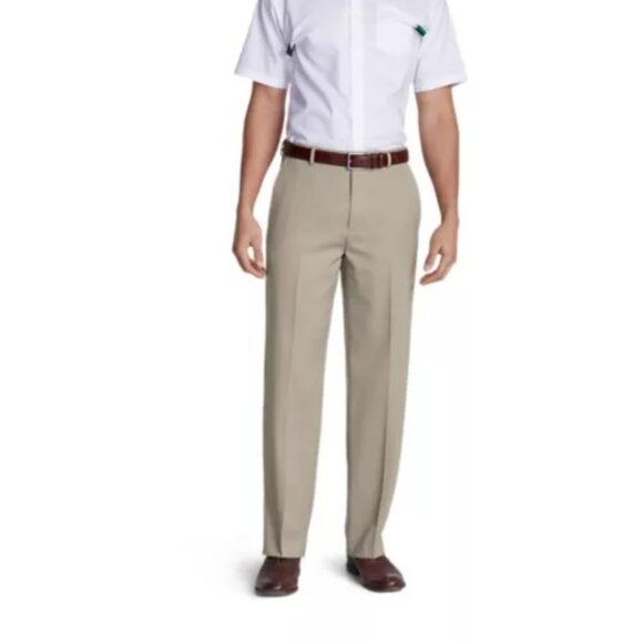 NWT Mens Size 36 36x31 Eddie Bauer Pure Wool Flat-Front Gabardine Trouser Pants - Picture 3 of 4